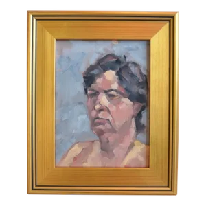 Contemporary Modern Male Abstract Portrait Oil Painting W/ Antiqued Gold Wood Frame