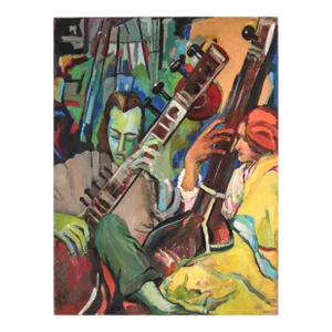 Colorful Musicians 20th Century Fauv-Toned Oil