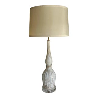 Murano Glass White & Aventurine Table Lamp For Sale