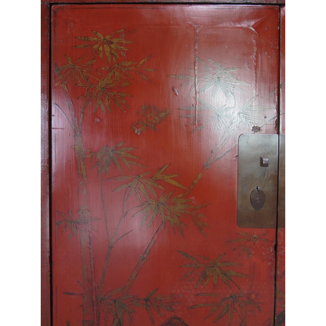 Chinoiserie-Style Hand-Painted Elm Cabinet For Sale - Image 12 of 14