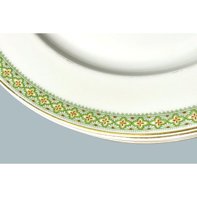 Antique French Limoges, T&v, Green & Gold Dinner Plates - Set of 6 For Sale In New York - Image 6 of 10