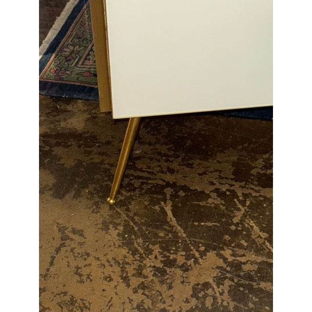 Early 21st Century Pair of Murano White Glass and Brass Side Tables For Sale - Image 5 of 7