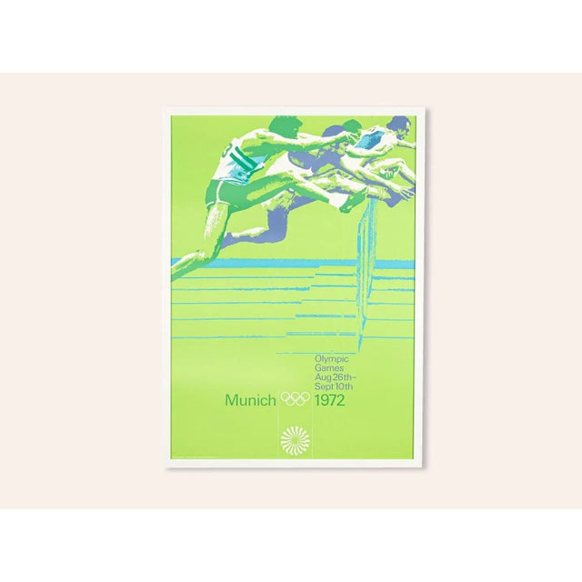 Original vintage sports poster for the 1972 olympics in munich. Design: otl aicher. Hurdles variant in din a0 format....
