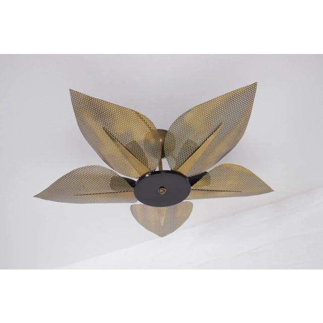 Ceiling Light with Perforated Brass Petals, 1970s For Sale - Image 9 of 9