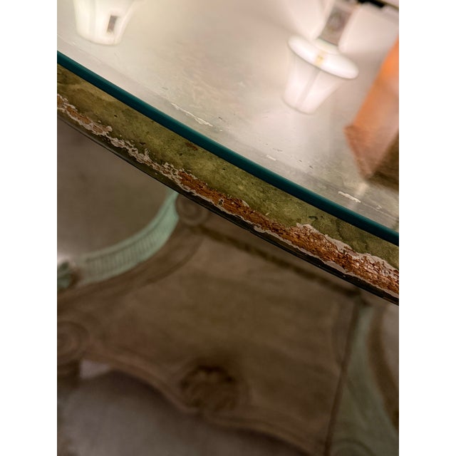 I Magnin Hand-Painted Faux Marble With Glass Dining Table, 50 Inches For Sale - Image 11 of 12