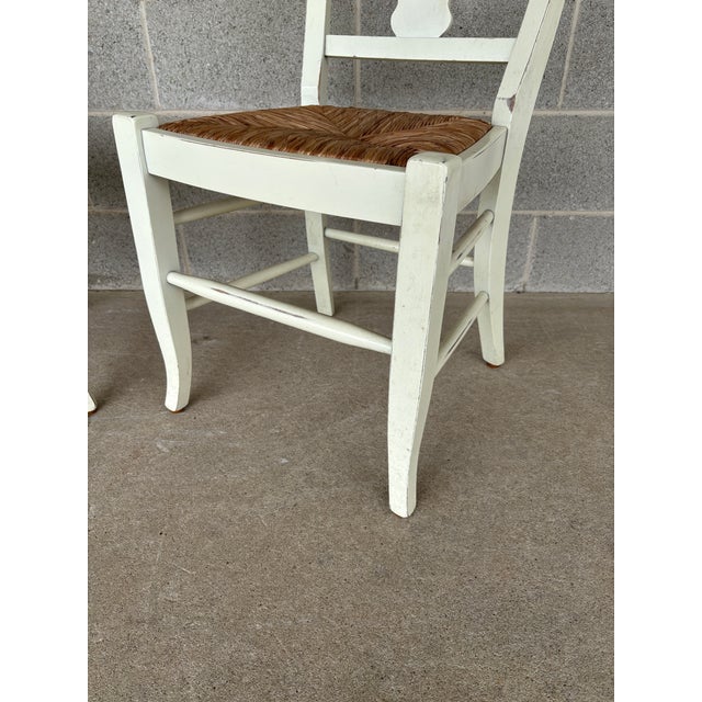 Pottery Barn Napolean Cream Rush Bottom Side Chairs For Sale - Image 9 of 11
