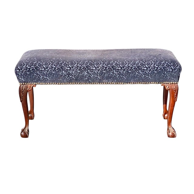 Vintage Chippendale Style Window Bench / Vanity Bench For Sale - Image 4 of 12