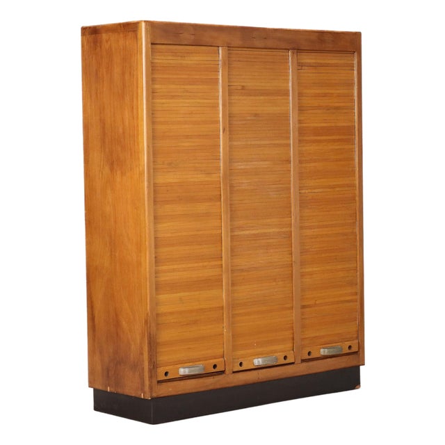 Vintage Rolling Shutter Cabinet, 1950s For Sale