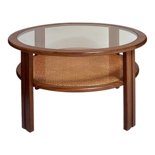 A Rare Mid Century Modern 2 Tiered Coffee Table With Cane Attributed to G Plan, Circa 1960s For Sale