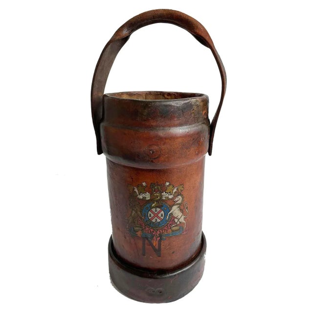 Animal Skin Antique Fire Bucket - Leather With Coat of Arms - Made in England For Sale - Image 7 of 7