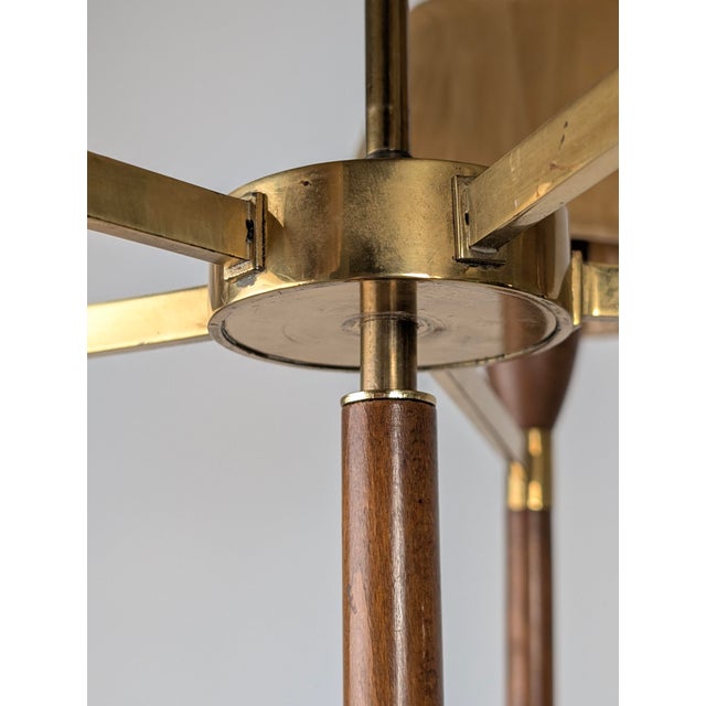 Danish 5-Arm Chandelier in Wood and Brass, 1950s For Sale - Image 6 of 18