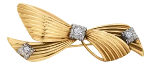 Vintage Tiffany and Co. 14k Yellow Gold Diamond Bow Love Knot Brooch