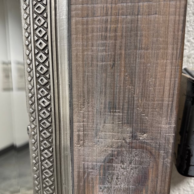 Gray Rustic Wooden Floor Mirror For Sale - Image 8 of 12