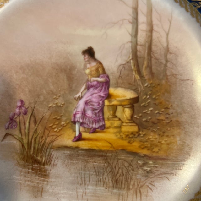 Ceramic Haviland Limoges Cabinet Portrait Plate Features Cobalt & Gold # 2 of 2 For Sale - Image 7 of 9