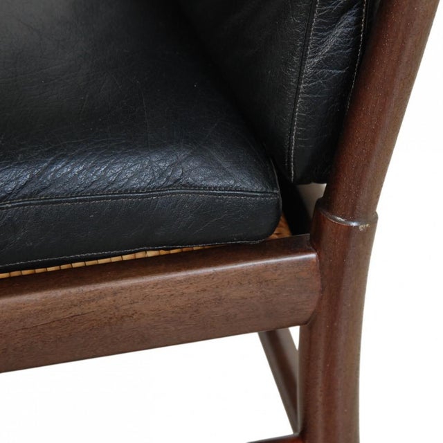 Colonial Chair in Mahogany and Black Leather by Ole Wanscher, 1980s For Sale - Image 16 of 18
