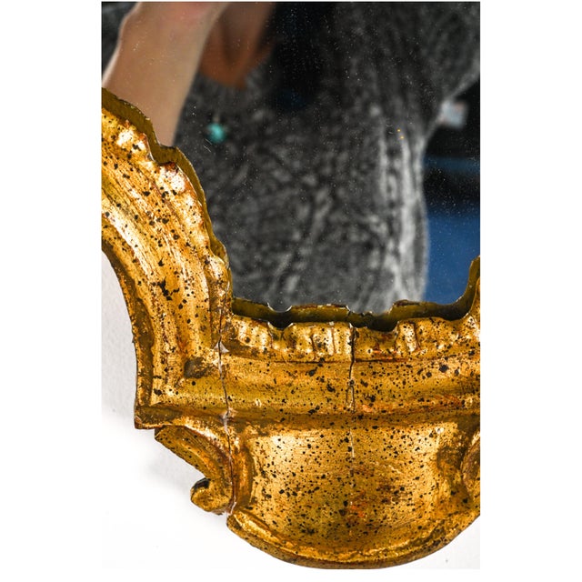 Wood Vintage Carved Rococò Style Gilt Wall Mirror—A Pair For Sale - Image 7 of 18