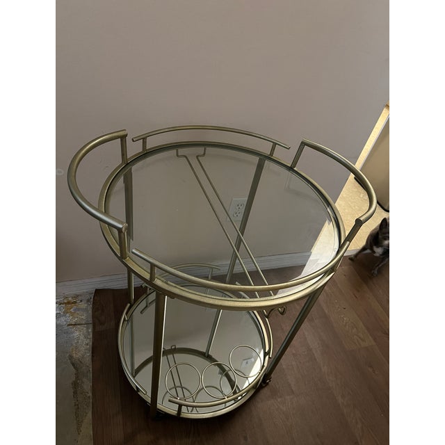 Vintage Rolling 2 Tier Champagne Bar Cart For Sale - Image 4 of 10