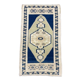 Turkish Mini Rug Oriental Hand Knotted Vintage Rug 1'10" x 3'2" #17725 For Sale