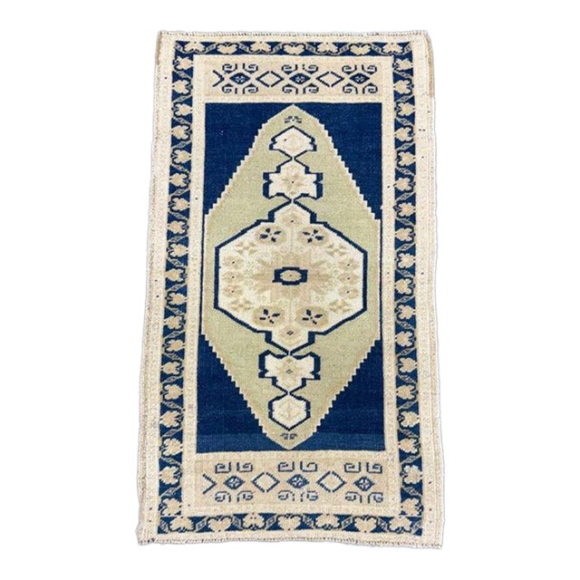 Turkish Mini Rug Oriental Hand Knotted Vintage Rug 1'10" x 3'2" #17725 For Sale