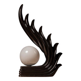 1980s Art Deco Revival Wing-Form Table Lamp For Sale