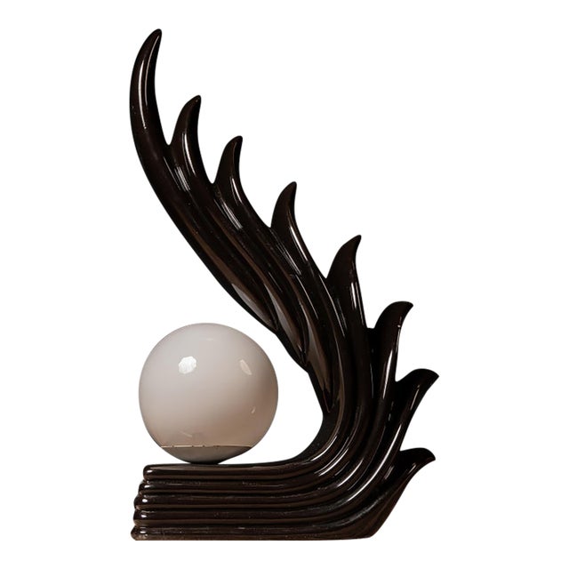 1980s Art Deco Revival Wing-Form Table Lamp For Sale