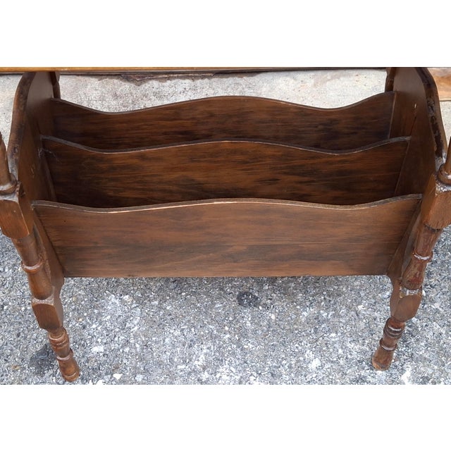 Mid 20th Century Mid 20th Century Early American Style Walnut Magazine Rack Side Table For Sale - Image 5 of 6