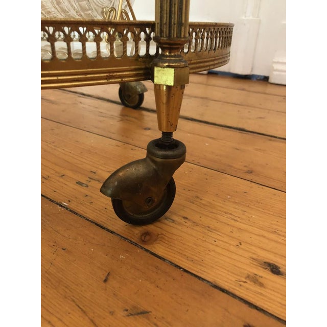 Gold Vintage Art Deco Serving Table with Removable Tray, 1950s For Sale - Image 8 of 10