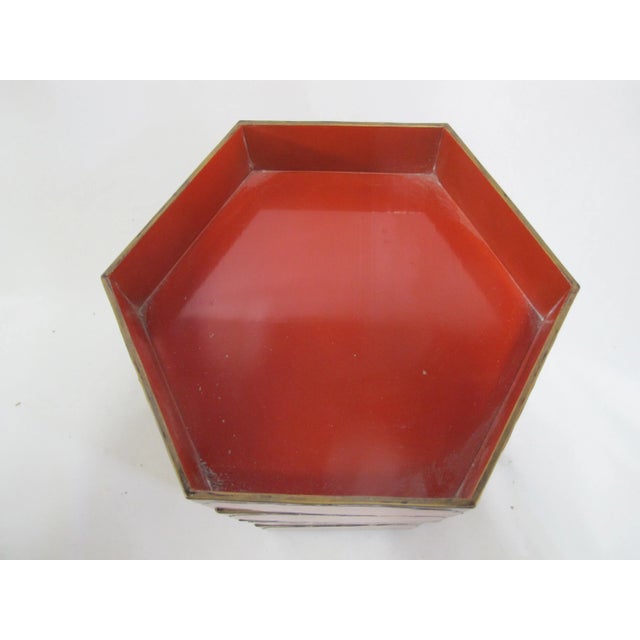 Red Japanese Sage Jubako Red & Gold Gilt Cherry Blossom Lacquer Picnic Food Box Set For Sale - Image 8 of 13