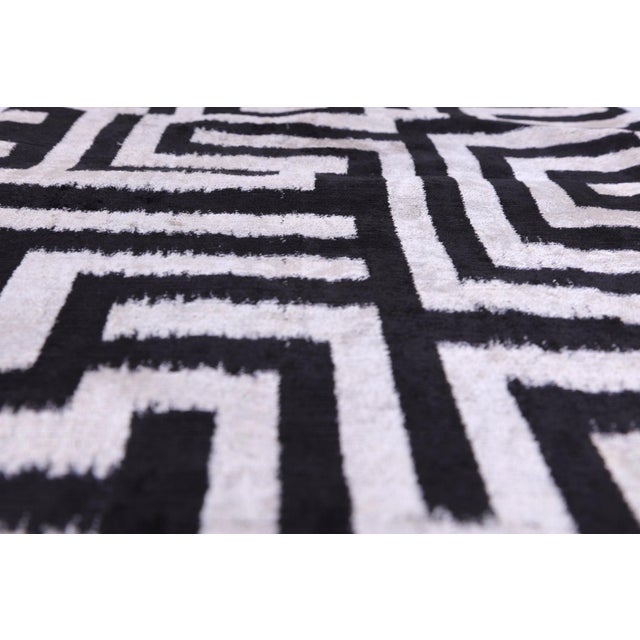 Mid-Century Modern Black & White Geometric Velvet Throw Pillow | 16x24 Handmade Luxury Decor For Sale - Image 3 of 8