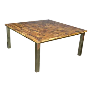Late 20th Century Custom Square, Tiger's Eye Table With Gold Legs