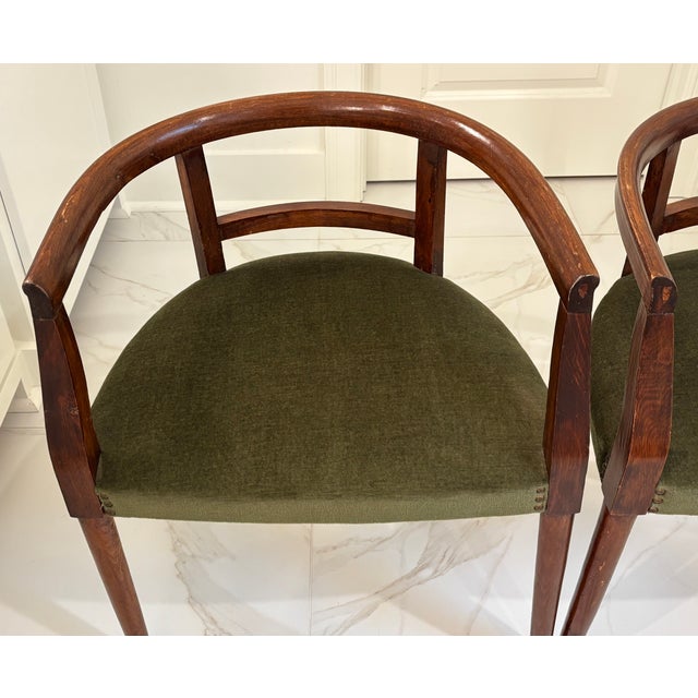 Petite Scale Mid-Century Italian Walnut Horseshoe Rail Back Armchairs - A Pair For Sale - Image 18 of 18