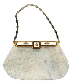 Vintage White Beaded Handbag With Pastel Enamel, Circa Mid-20th Century, Europe