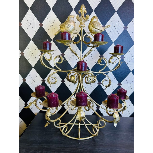 1980s 1980s Grand Hollywood Regency Gilt Bird Candelabras With Scrolling Branches, Pair For Sale - Image 5 of 11
