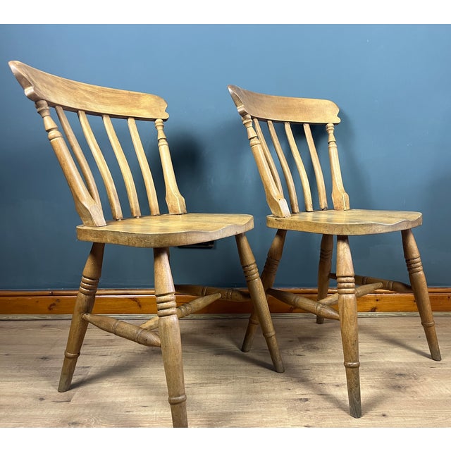 Vintage Beech Farmhouse Dining Chairs, 1950s, Set of 2 For Sale - Image 11 of 18