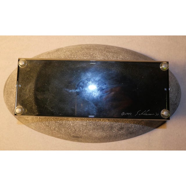 1997 Vintage Stephen Schlanser Art Glass Contemporary Style Long Oval Artifact Bowl For Sale In New Orleans - Image 6 of 7