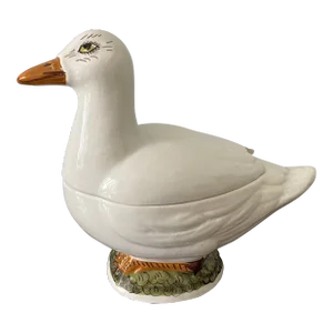 1970s Small Italian Ceramic Duck Tureen