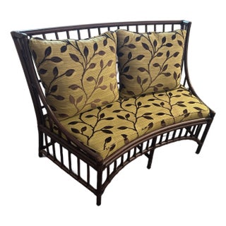 Curved Palm Beach Bamboo Bench Pair For Sale