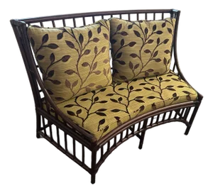 Curved Palm Beach Bamboo Bench Pair