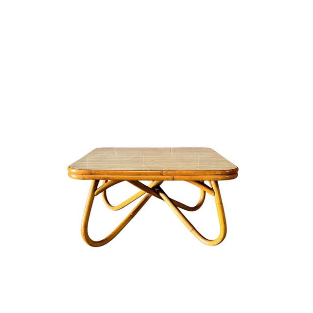 Mid-Century Modern Vintage 1970s California Modern Rattan Coffee Table For Sale - Image 3 of 4