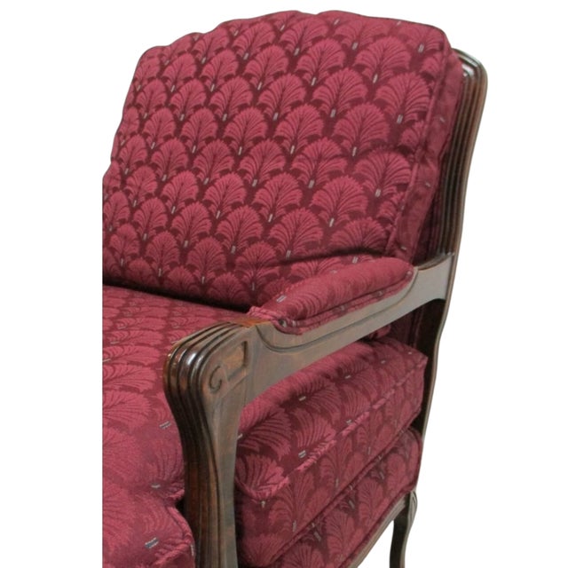 1980s Hickory White French Country Carved Living Room Arm Lounge Chair For Sale - Image 11 of 11