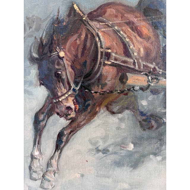 Vintage Original Horse Oil Painting, Large Signed Equestrian Wall Art For Sale - Image 4 of 14