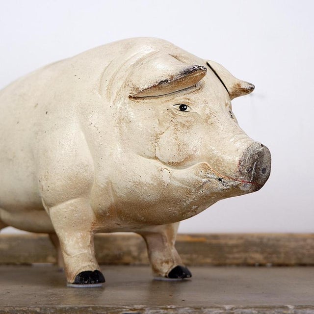 Mid-Century Iron Piggy Bank Sculpture For Sale - Image 9 of 12