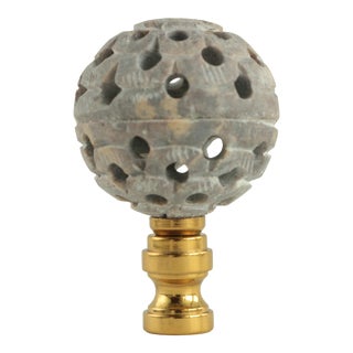 Reticulated Soapstone Ball Lamp Finial For Sale