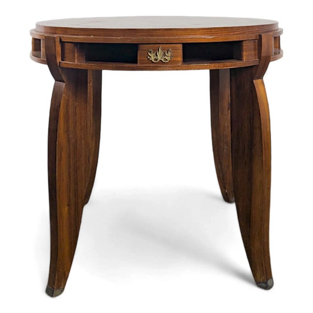 Brown Pedestal Table by J.F Leleu For Sale - Image 8 of 8