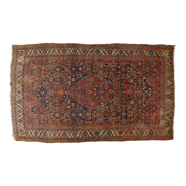Antique Persian Bijar Rug. 5'6"x 9'2" For Sale