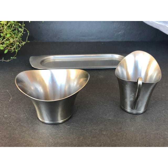 Mid-Century Modern Selandia Designs Mid Century Modern Stainless Steel Sugar Creamer Set For Sale - Image 3 of 13
