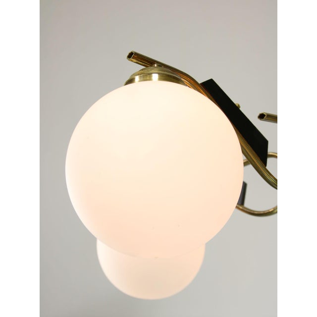Mid-Century Modern Italian Brass and Opaline Chandelier, 1960 For Sale - Image 15 of 18