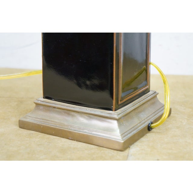 Ceramic Mid 20th Century French Maison Le Dauphin Porcelain & Brass Monolith Table Lamp 35" For Sale - Image 7 of 14