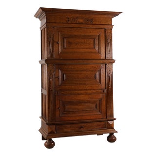 17th Century Renaissance Belgian Oak Cabinet with Concealed Lock For Sale