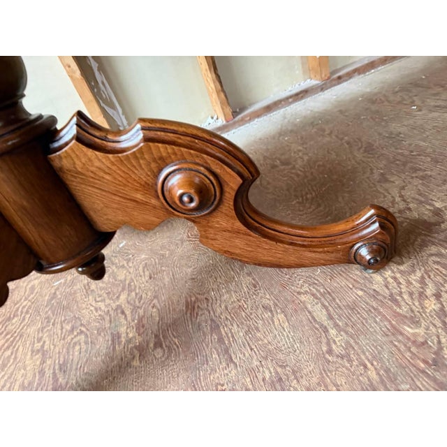 Brown Antique Victorian Style Fold Top Parlor Center Table For Sale - Image 8 of 14
